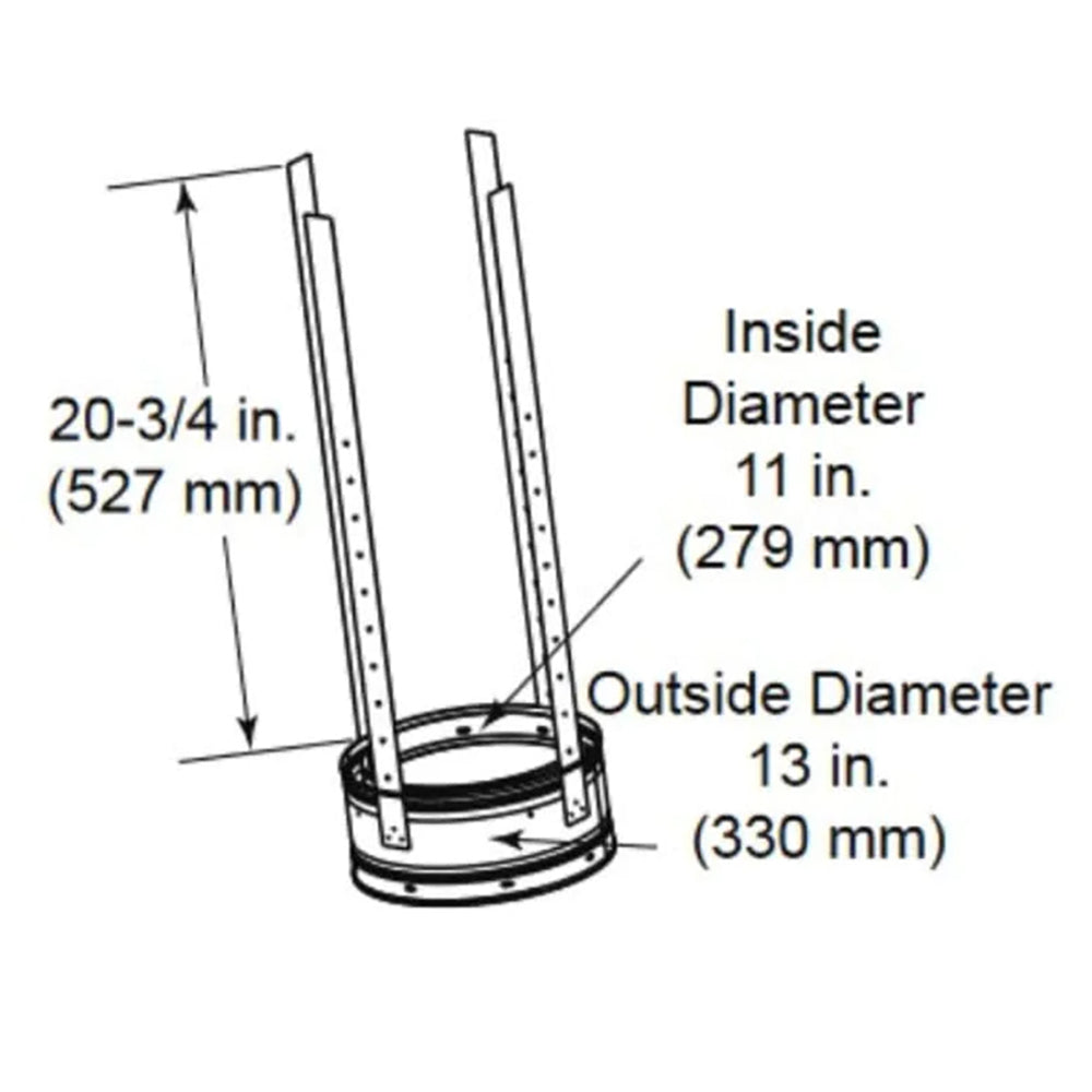 6-inch chimney stabilizer with wide base ring and two support tubes