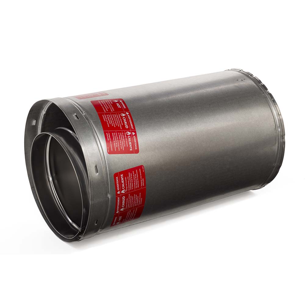 Aluminized chimney stove pipe section with red label band and crimped ends