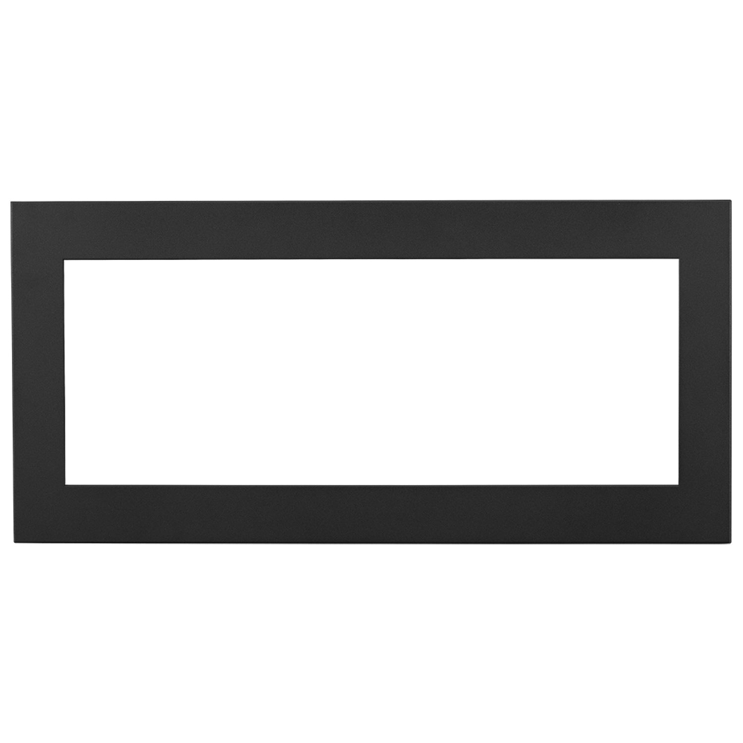 Black fireplace surround with rectangular opening