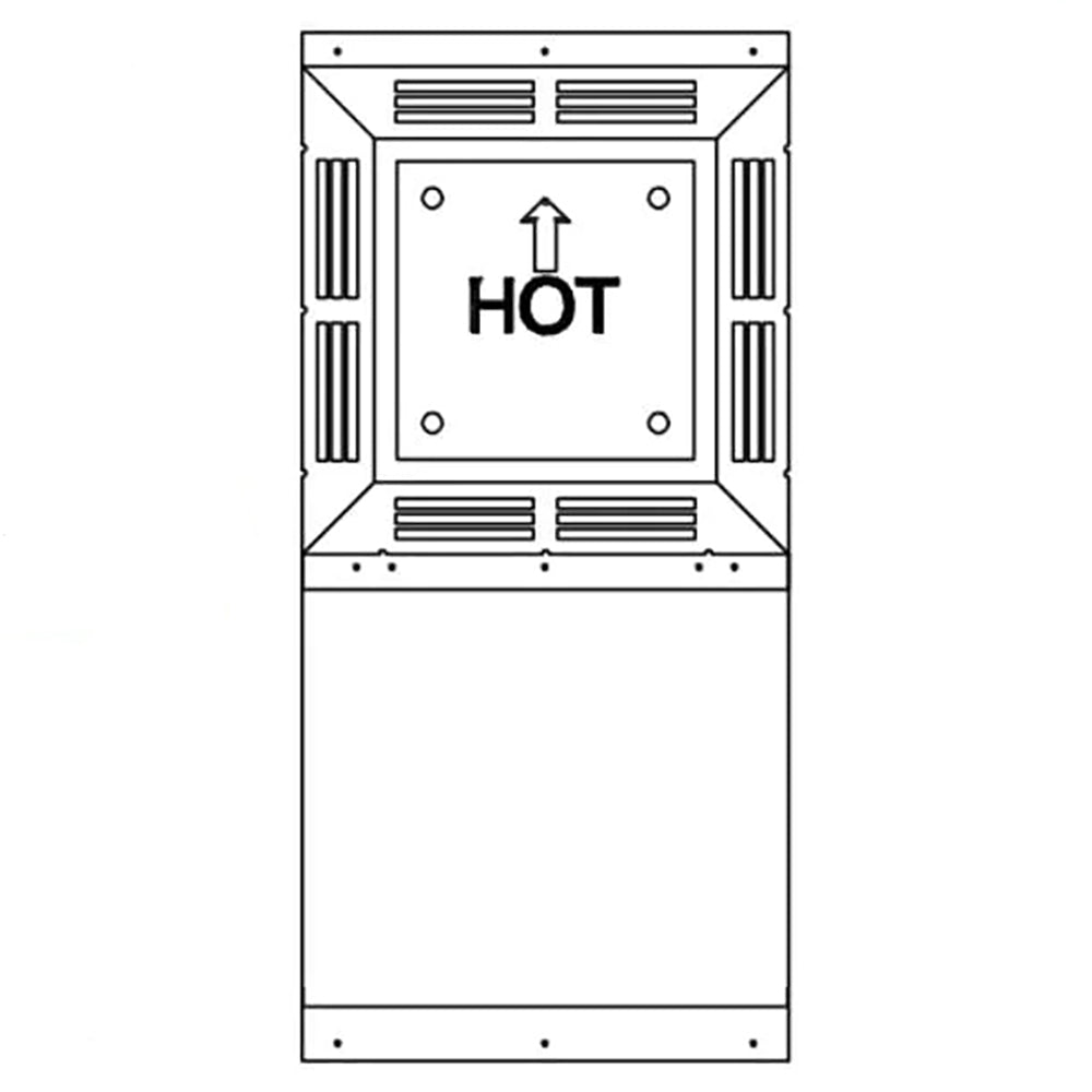 Vertical rise snorkel cap with HOT label and vent openings, firestop style