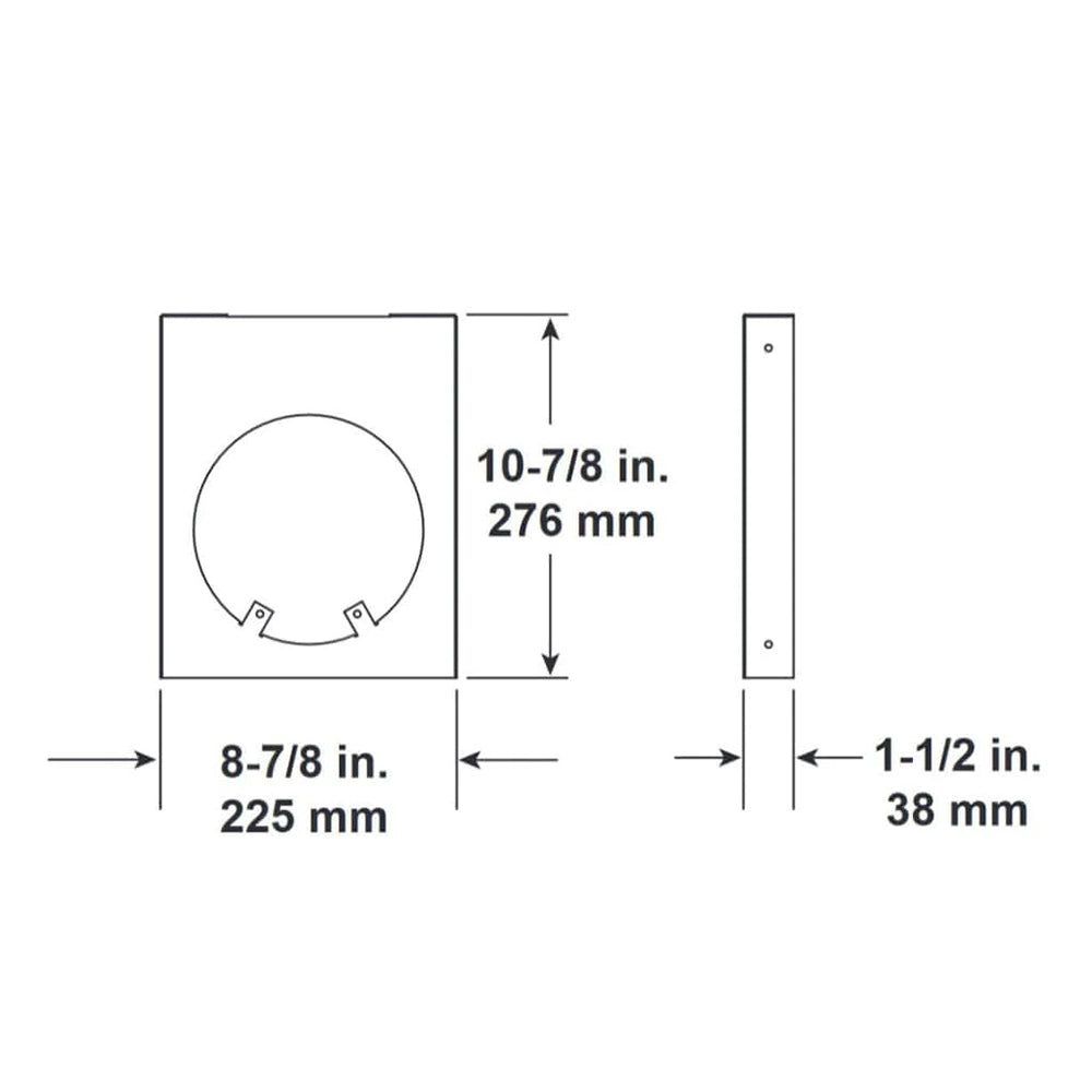 Majestic horizontal vent support hanger: 10-7/8 in and 1-1/2 in mounting sizes