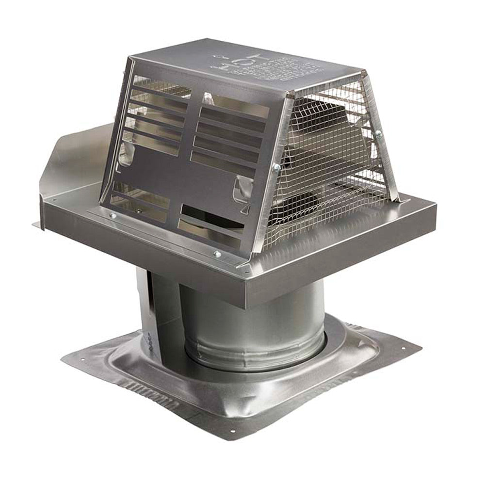 Metal roof vent termination kit with wire mesh screen and trapezoid top