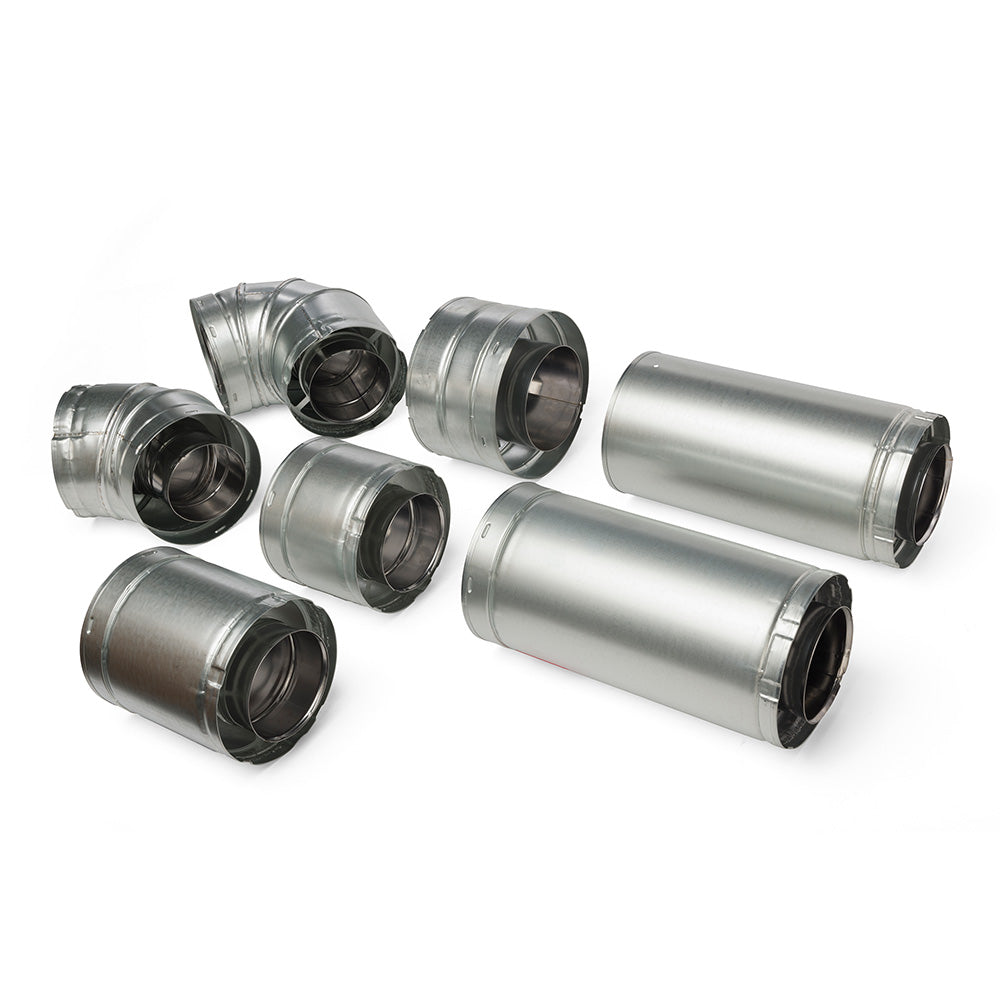 Metal slip duct sections, silver with black coupler ends