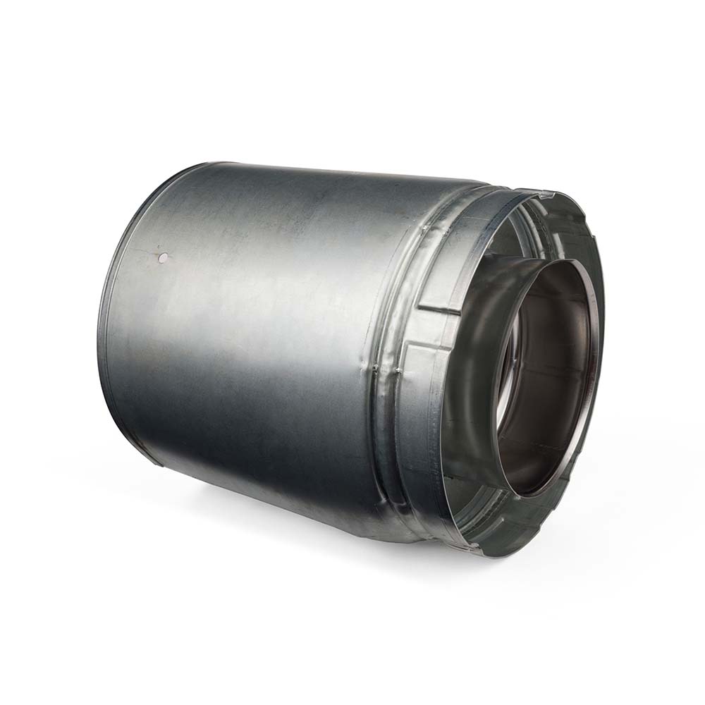 Galvanized metal duct slip section with two flanged ends, 2–6 inch