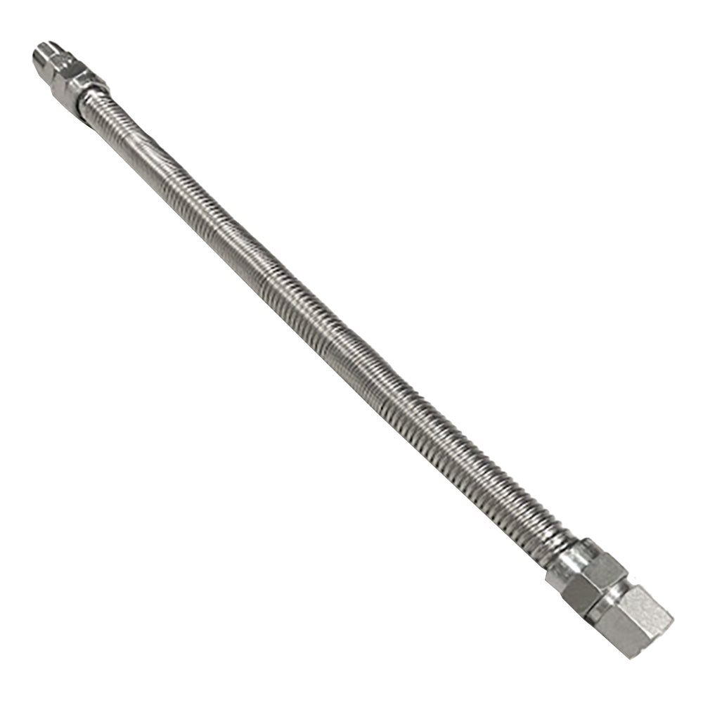 Stainless steel gas flex line with threaded end fitting, corrugated metal hose