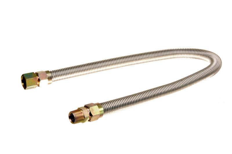 HPC Fire Stainless Steel Gas Flex Line, 7/8-Inch OD with 3/4-Inch MIP x 3/4-Inch FIP
