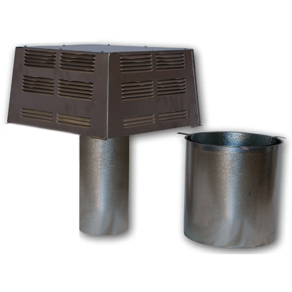 Black square chimney termination with louvered cap and slip-fit collar