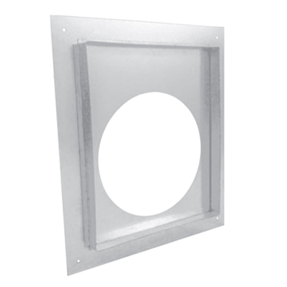 Rigid vertical firestop plate with round opening, metal frame