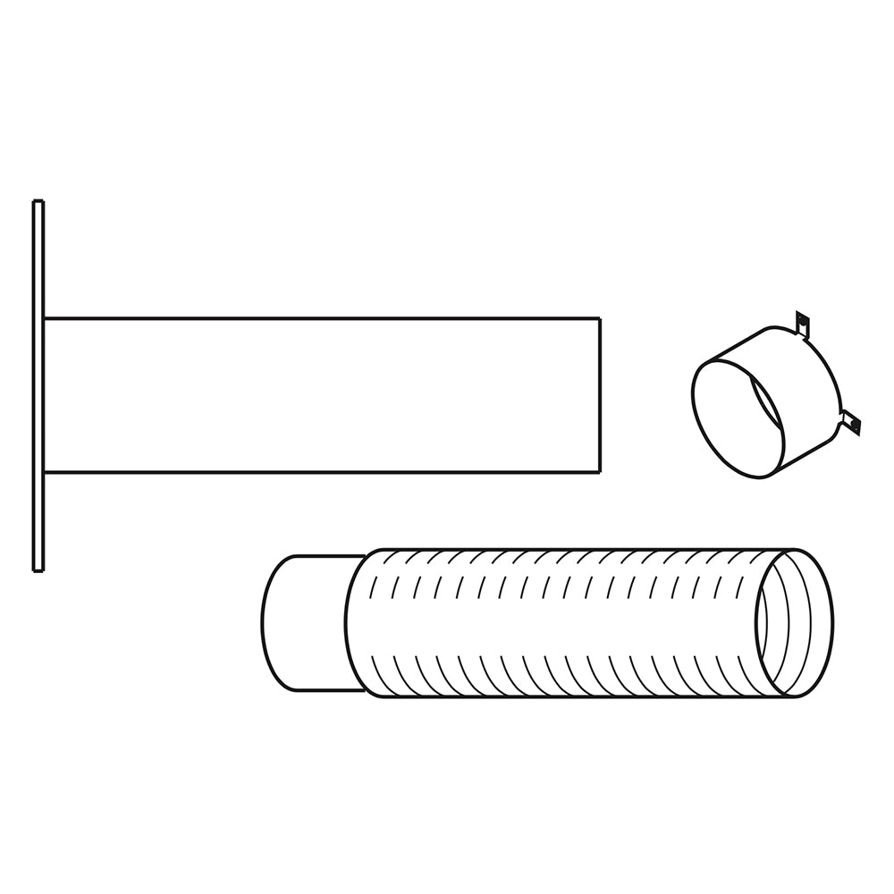 Outside air kit with round collar hood and corrugated flex duct hose