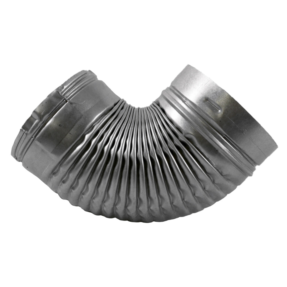 4.5x7.5 SecureVent 90-degree rigid duct elbow with ribbed bend, metal ends