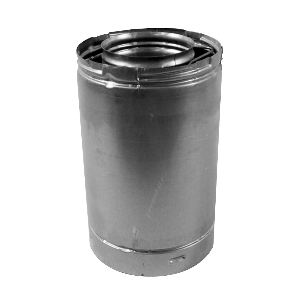 Rigid stove pipe with flanged ends, 12-inch length, for direct vent system, dark metal