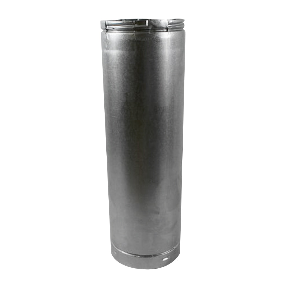 24-inch rigid stove pipe, silver metal direct vent section with flanged ends