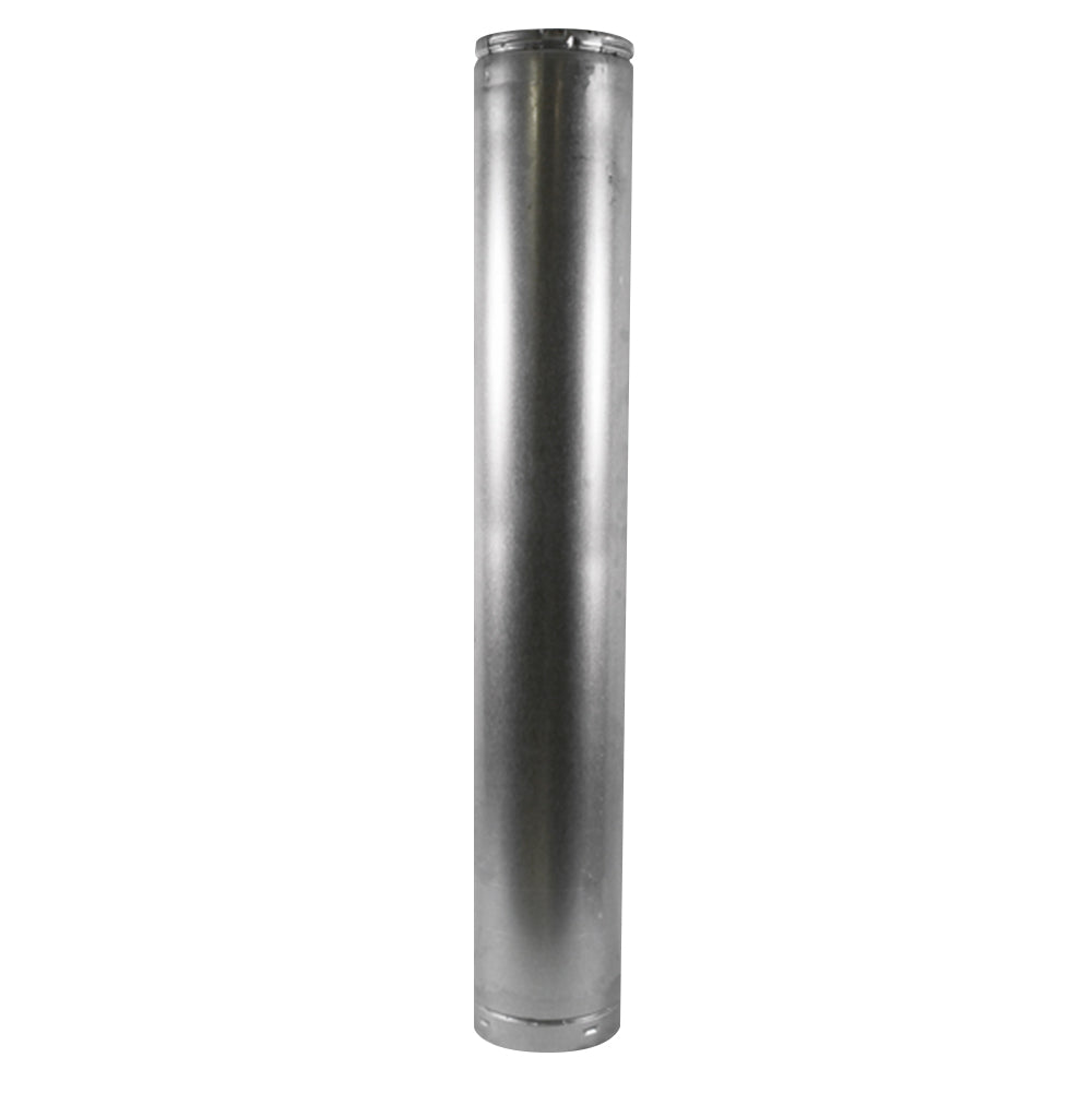 Rigid stove pipe for SecureVent system, 48-inch long, silver metal cylinder with ends