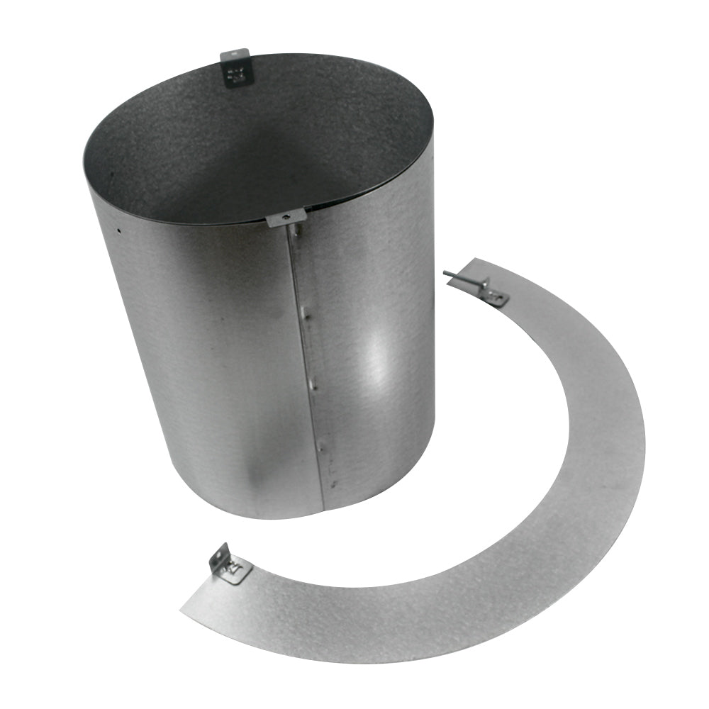 Metal radiation shield with snap clamps and curved duct section