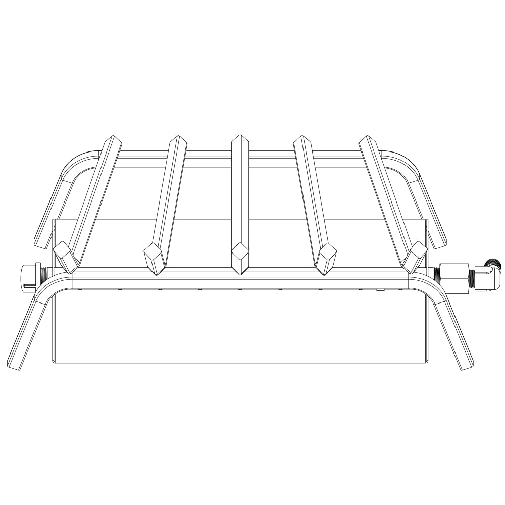 Metal vented single-burner grate with side supports and manual control knob