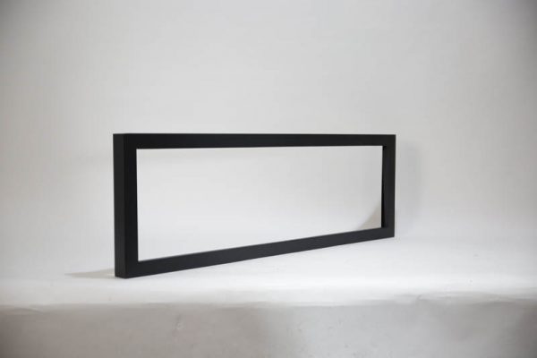 Rectangular black fireplace surround frame for built-in electric fireplace