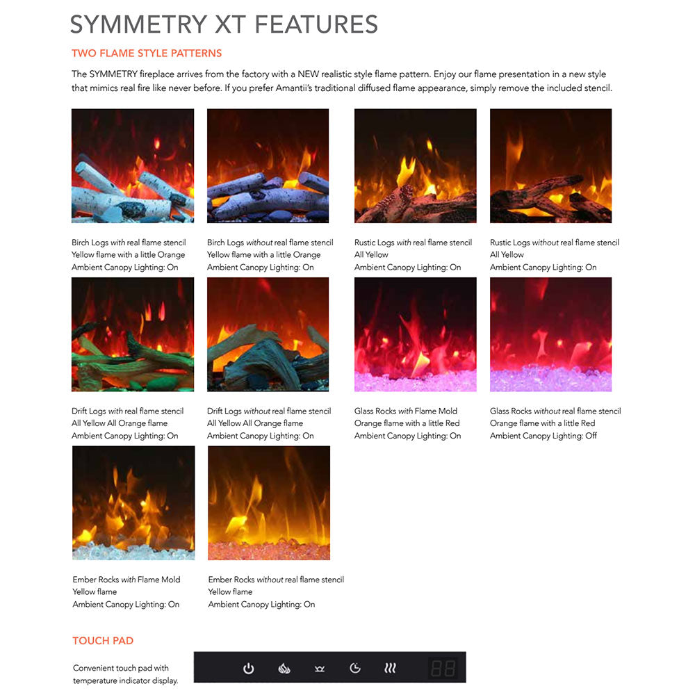 Amantii Symmetry Extra Tall Indoor/Outdoor Built-In Smart Electric Fireplace on Pedestal