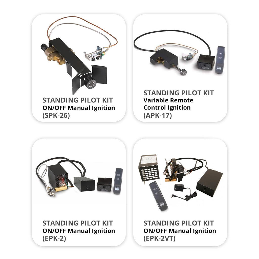Standing pilot kit components with wires, remote, and control modules