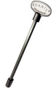 Universal valve key with oval head, silver handle, and black ribbed collar section.