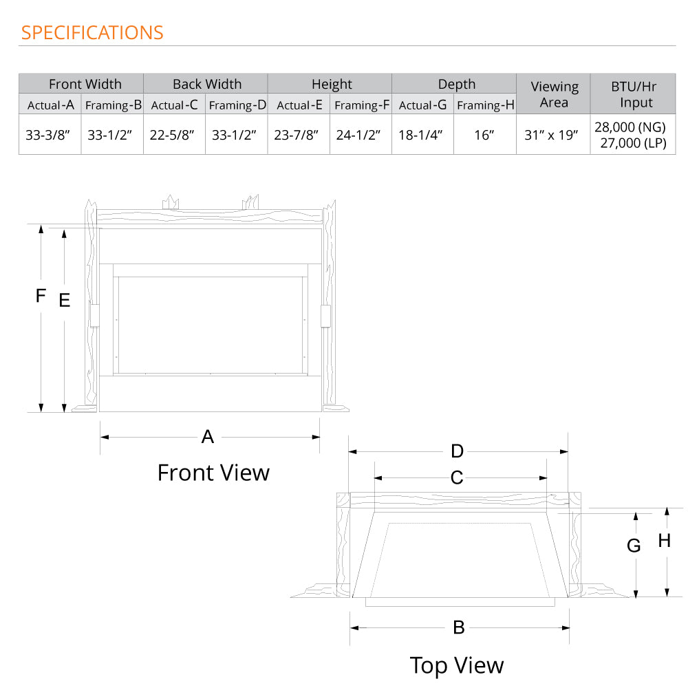 Monessen VFI33L Solstice 33-Inch Vent-Free Gas Insert with Log Set