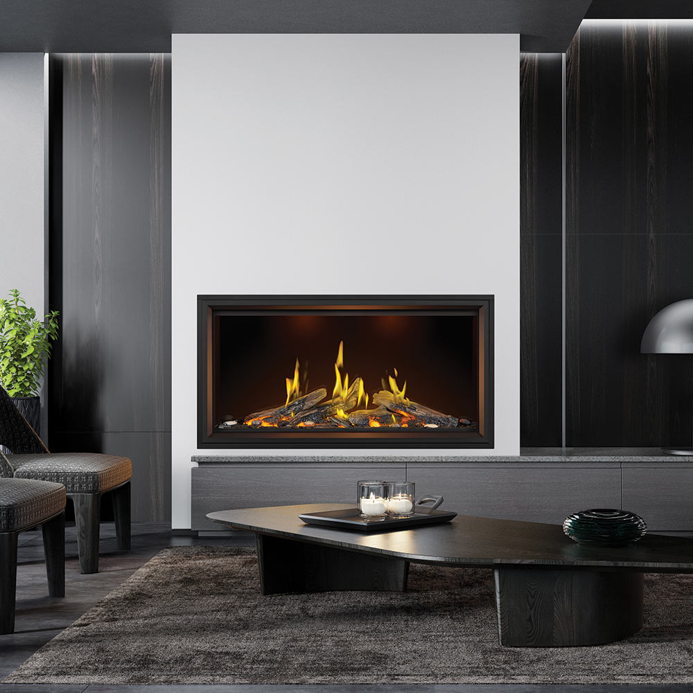 Napoleon Tall Linear Vector 62-Inch Single-Sided Direct Vent Gas Fireplace with Luminous Logs