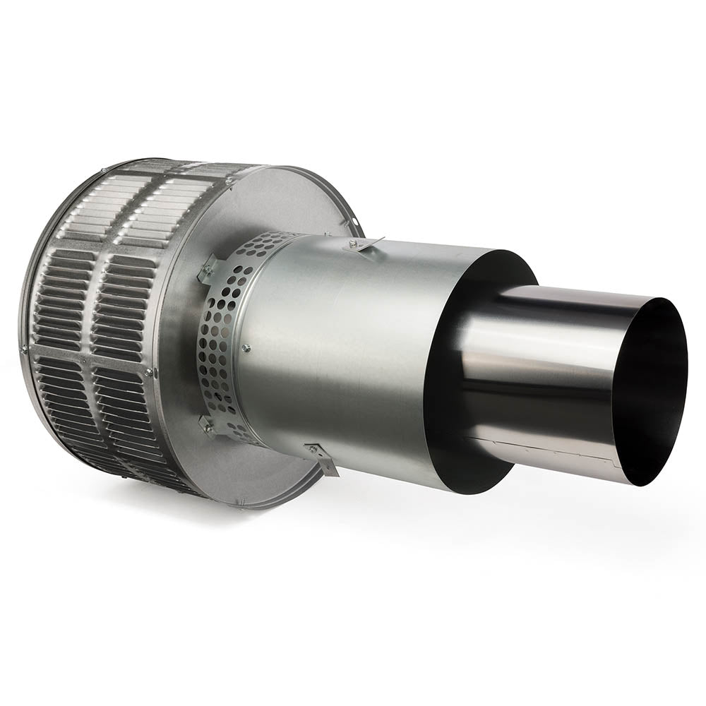 Round telescoping termination cap with storm collar, vented grille and outlet tube