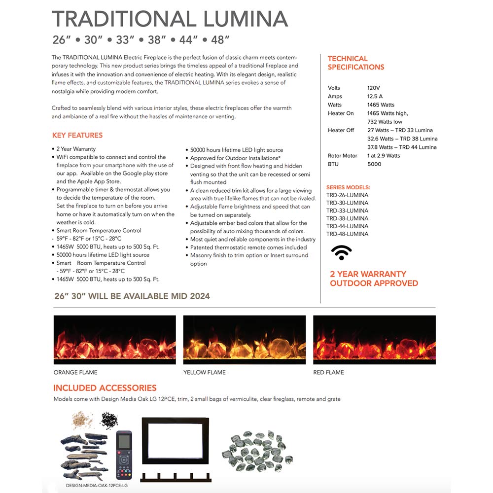 Amantii Traditional Lumina Built-In Electric Fireplace