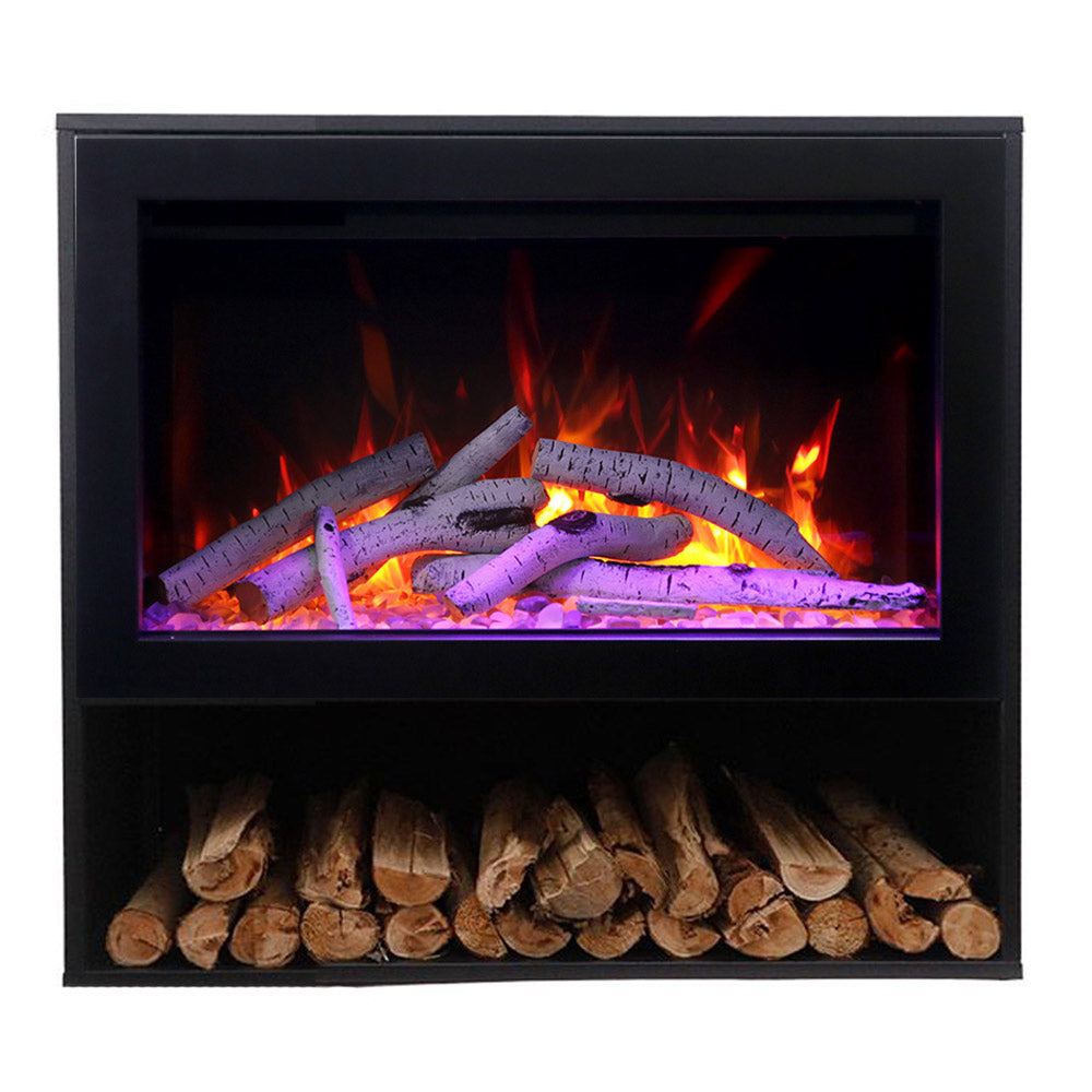 Amantii Traditional Series Smart Electric Fireplace  with Logs on Pedestal