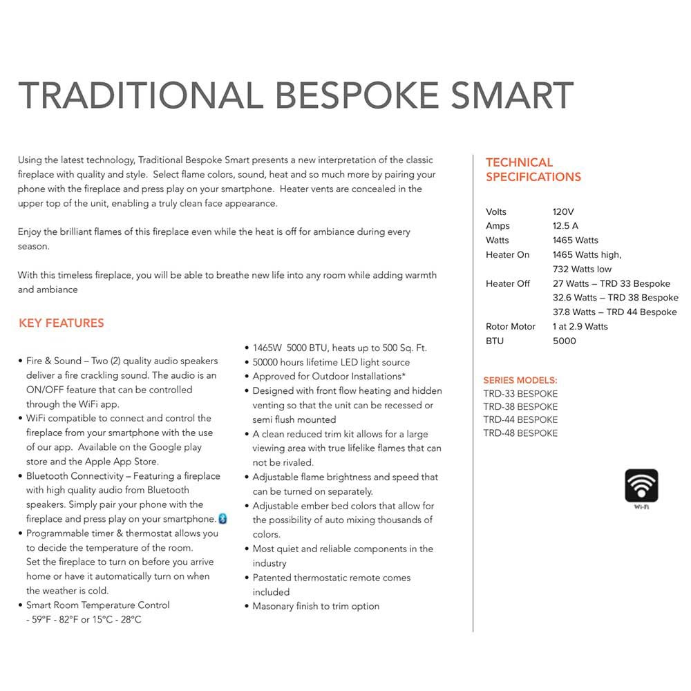 Amantii Traditional Bespoke Indoor/Outdoor Smart Electric Fireplace on Pedestal