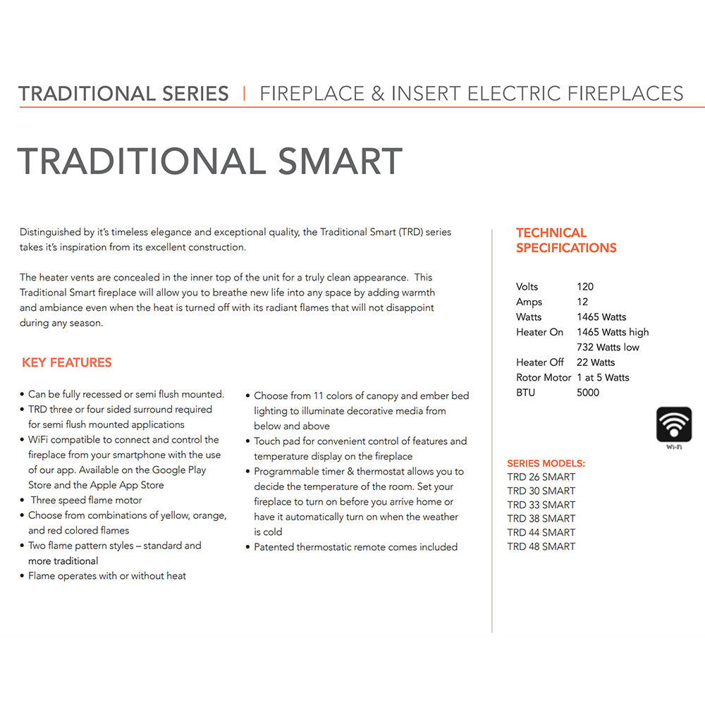 Amantii Traditional Series Smart Electric Fireplace  with Logs on Pedestal