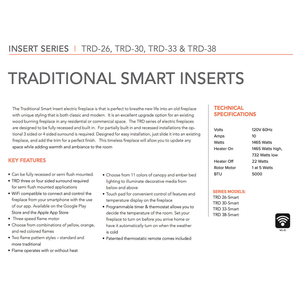 Amantii Traditional Smart Electric Fireplace Insert