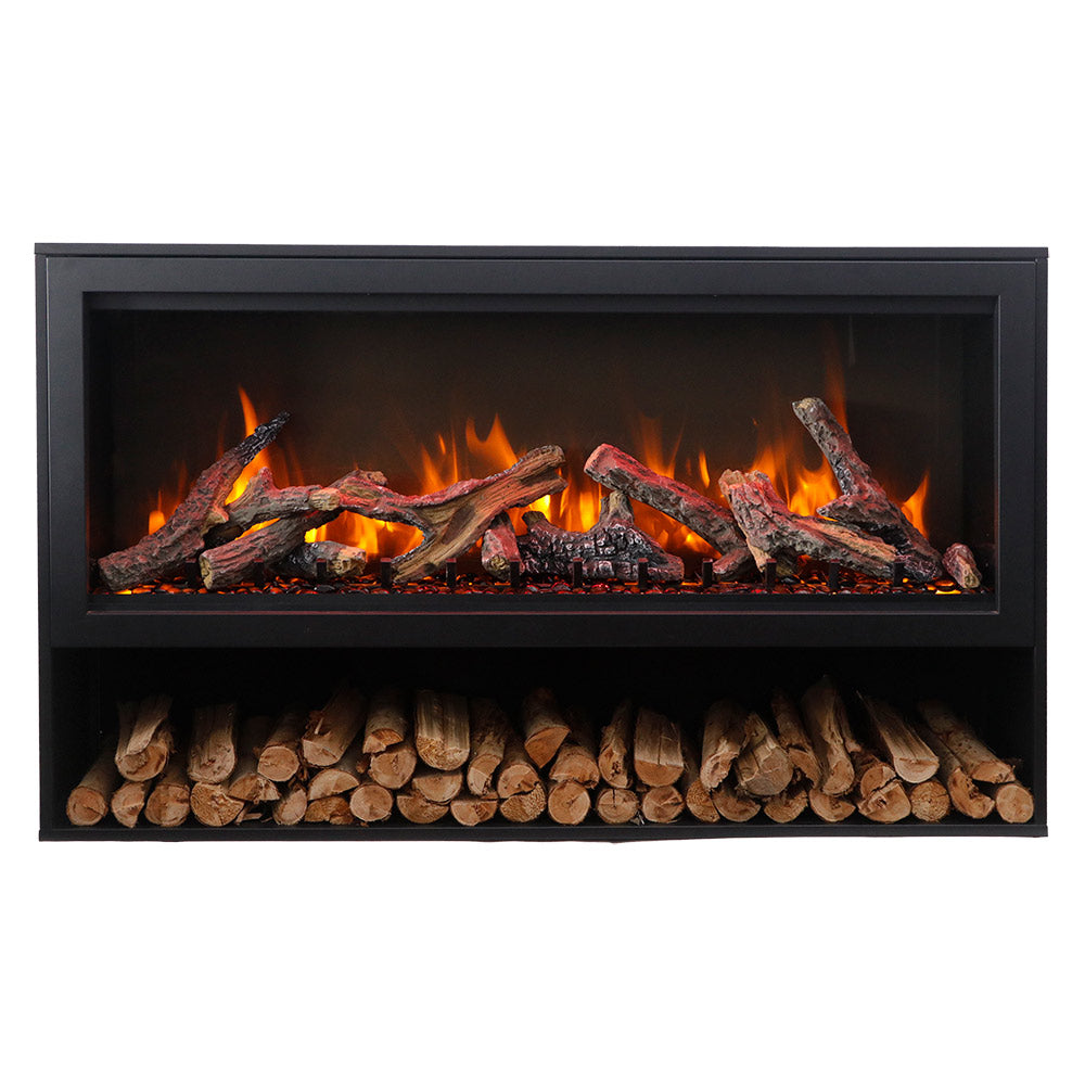 Amantii Symmetry Extra Tall Indoor/Outdoor Built-In Smart Electric Fireplace on Pedestal