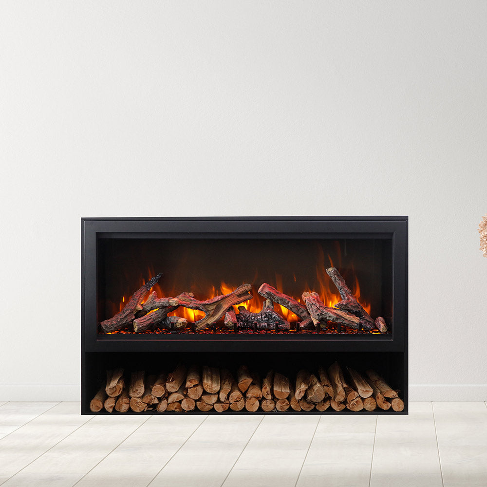 Amantii Symmetry Extra Tall Indoor/Outdoor Built-In Smart Electric Fireplace on Pedestal