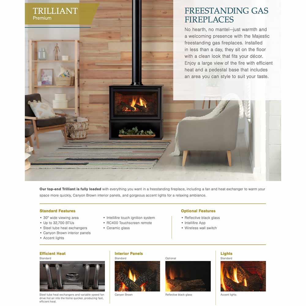 Majestic Trilliant 30-Inch Freestanding Gas Fireplace
