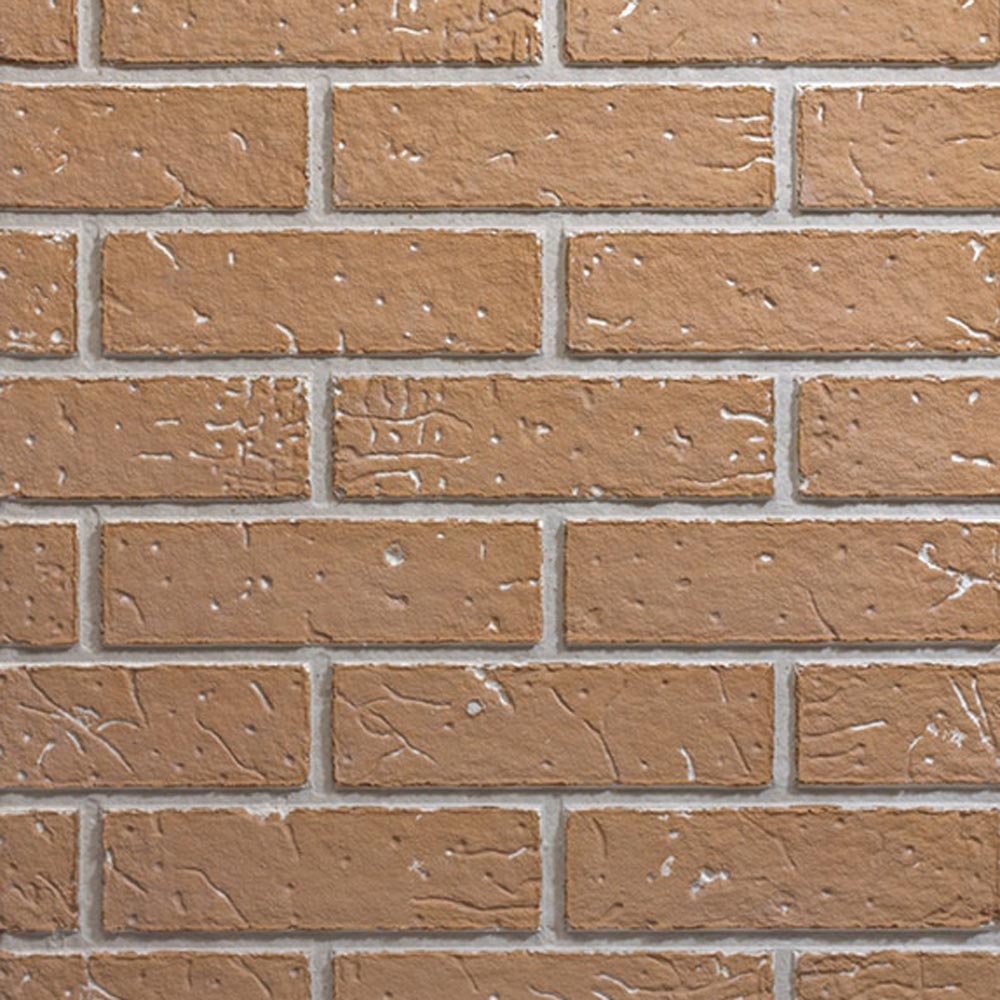 Brick-pattern fireplace liner accessory in light aged brick style.