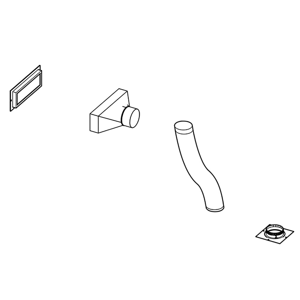 Heat management system kit: flexible duct, vent boot, vent collar and wall grille pieces