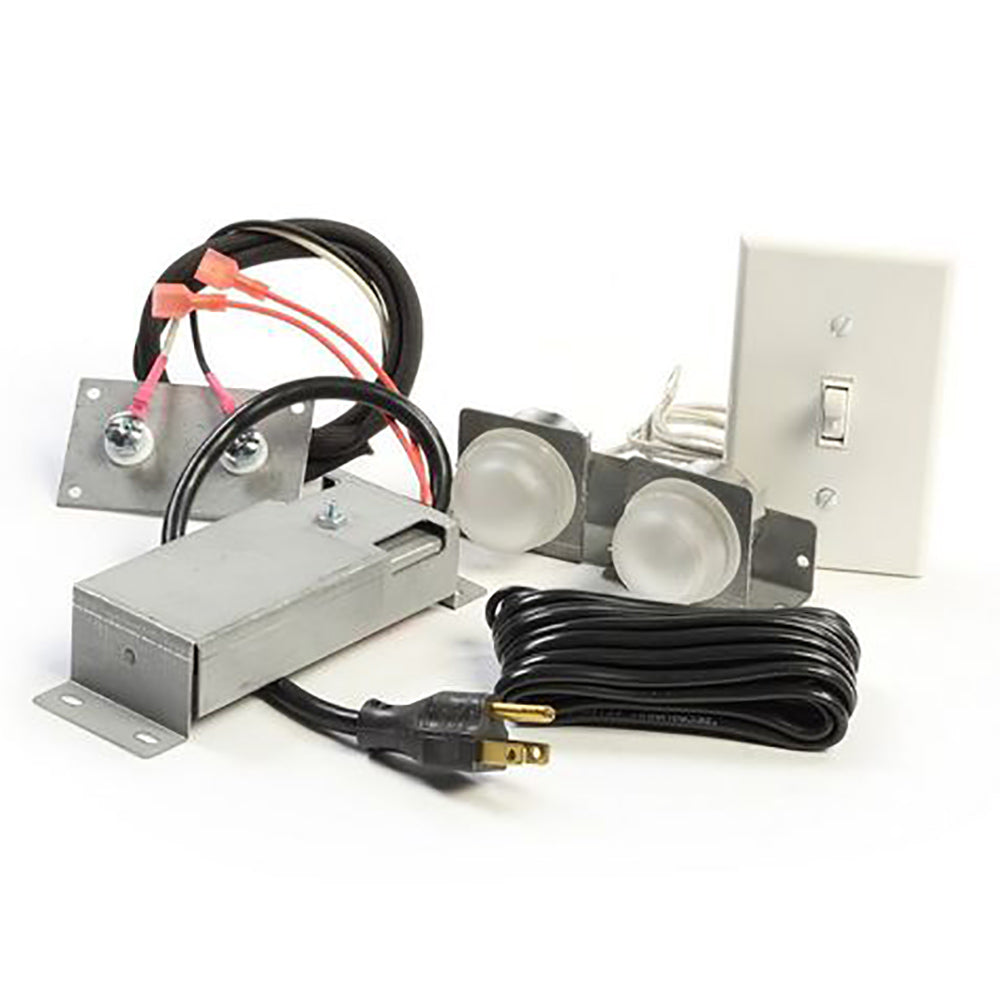 Universal two-lamp accent light kit with metal brackets, wiring harness, and socket bases
