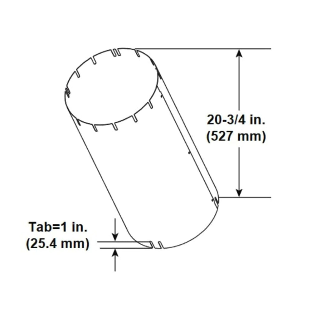 Attic insulation shield with 20-3/4 in length and 1 in tab for mounting