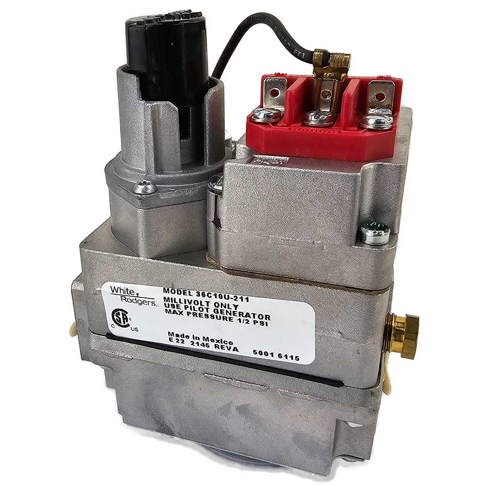 Millivolt replacement gas valve with red control module and metal housing