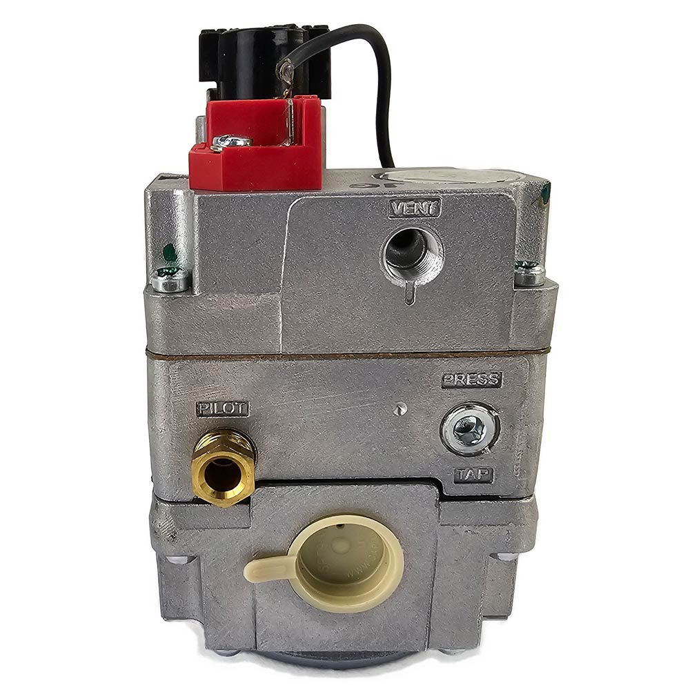 Millivolt replacement gas valve with VENT fitting and gold gas outlet