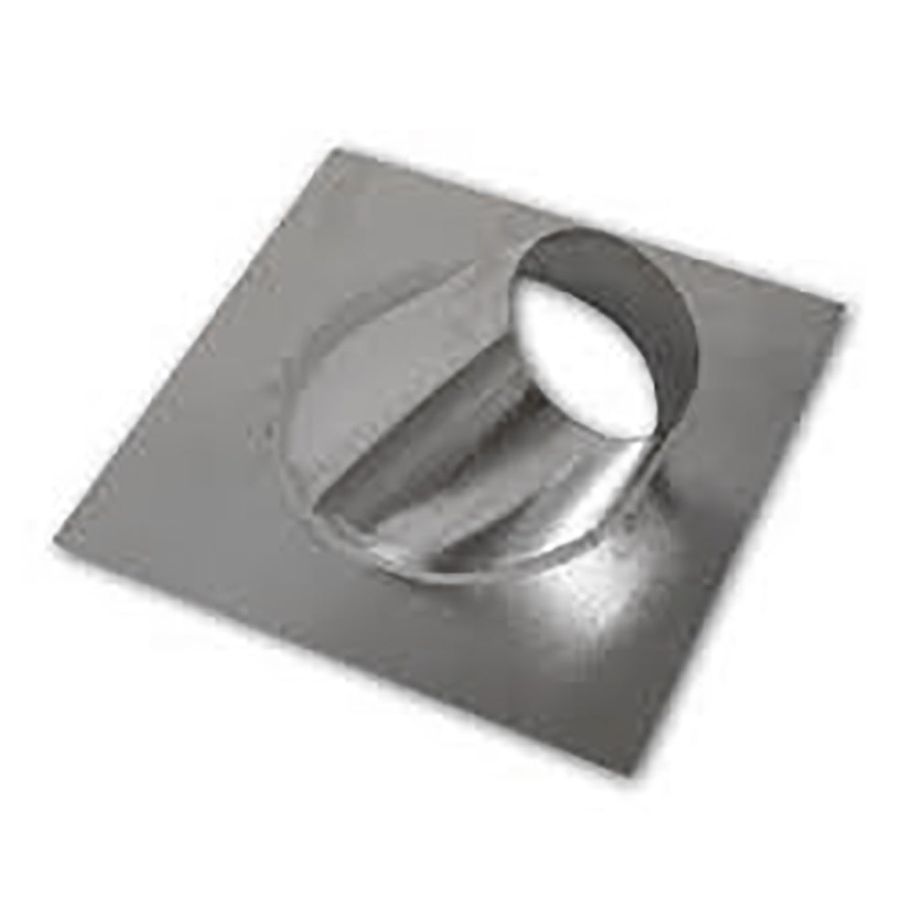 Metal roof flashing with round chimney collar and sloped base for 8-inch chimney