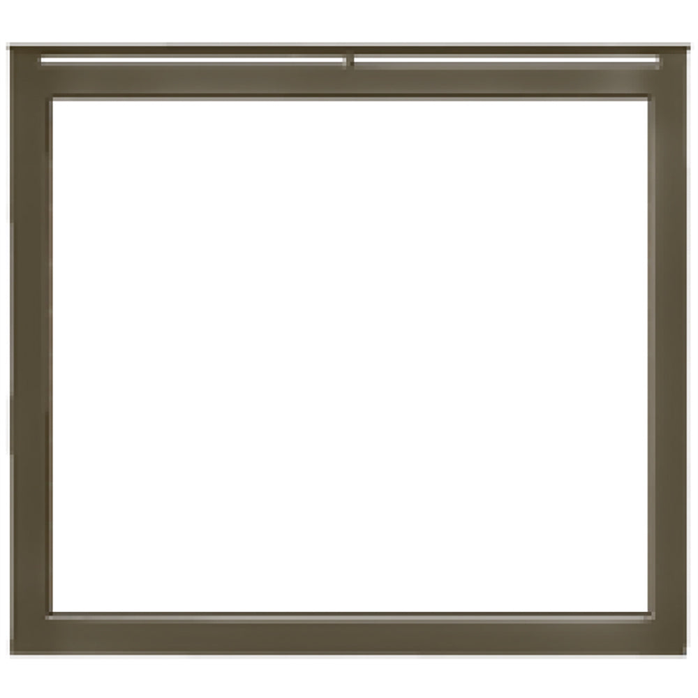Bronze metal fireplace front with overlap frame