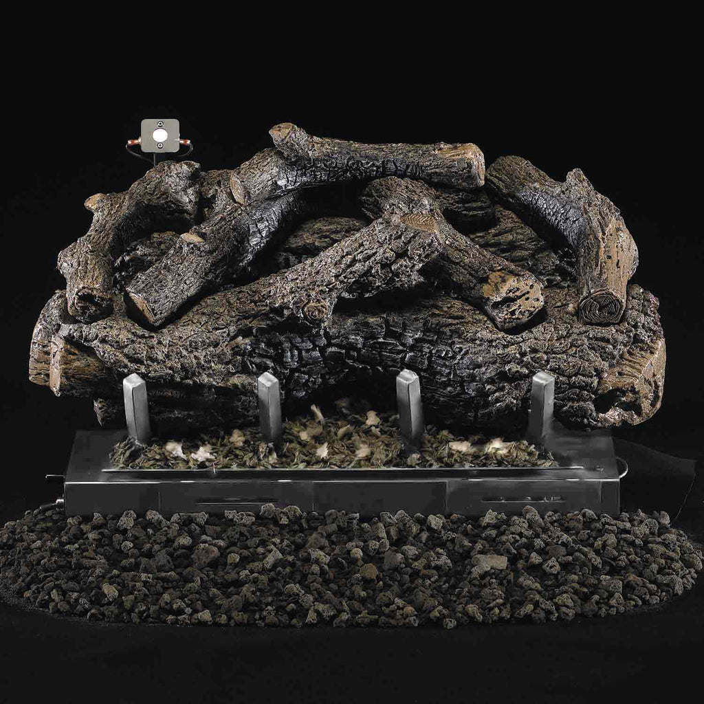 Real Fyre CHFR Charred Frontier Oak Ventless Gas Log Set, Stainless Steel ANSI Certified
