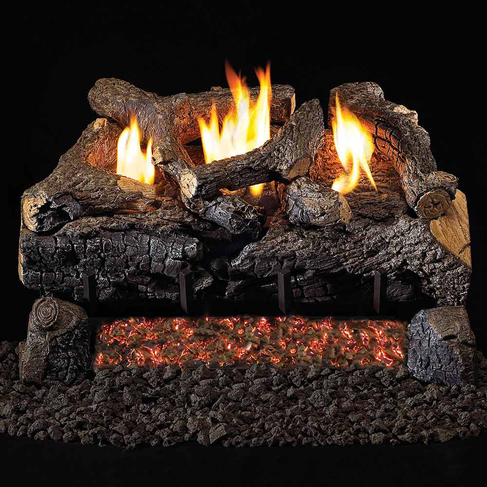 Real Fyre ECV Evening Fyre Charred Ventless Gas Log Set, ANSI Certified