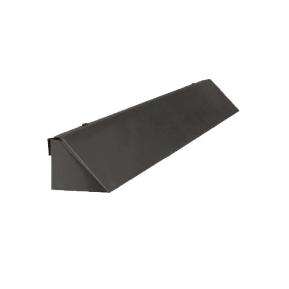 Extended matte black firebox hood with angled front lip