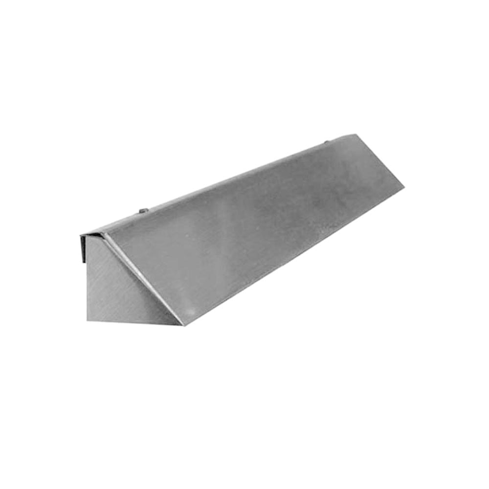 Extended metal firebox hood with angled rectangular profile