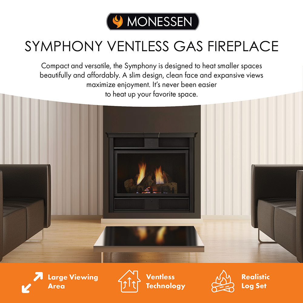 Monessen VFC32L Symphony 32-Inch Ventless Gas Fireplace with 7-Piece Log Set