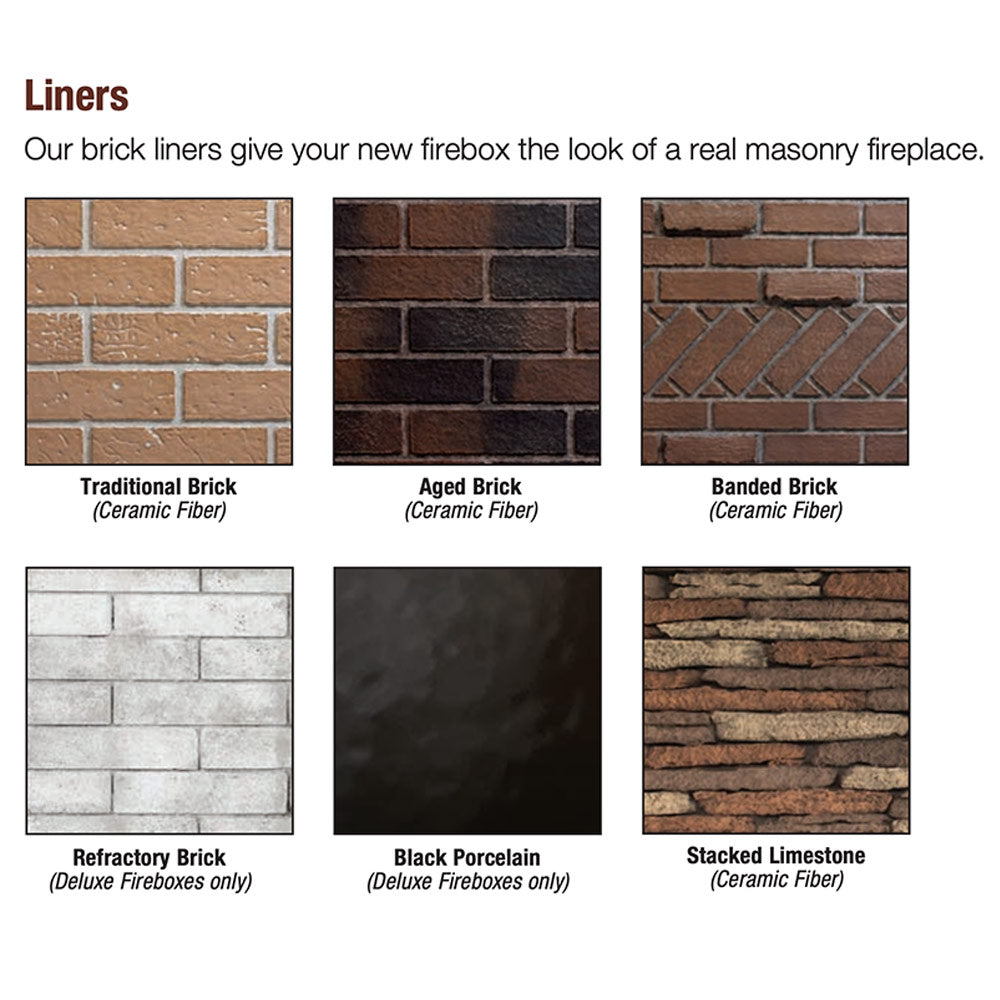 Brick liner sample board with multiple firebox liner finishes
