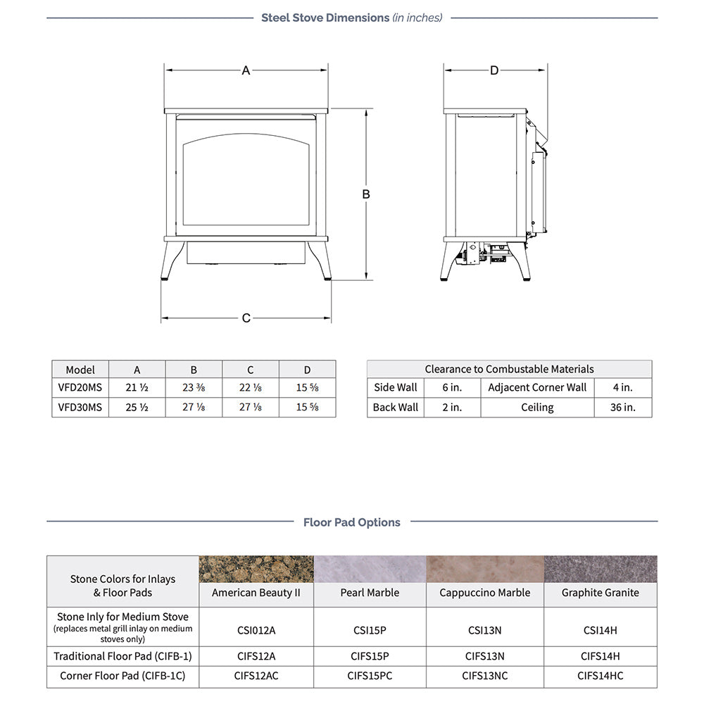 White Mountain Hearth VFD20MS Spirit Steel Ventless Gas Stove with Contour Burner and Log Set, 21.5-Inches