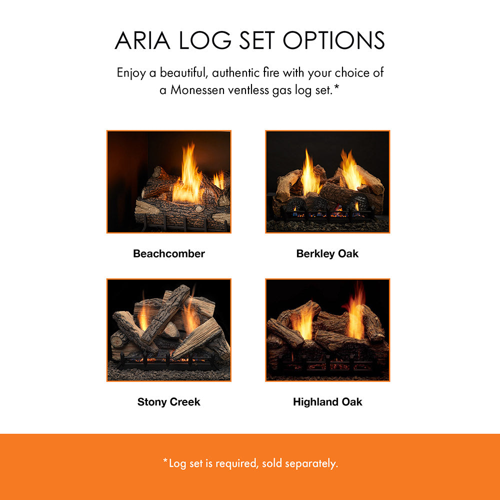 Monessen VFF36L Aria 36-Inch Vent-Free Fireplace with Gas Log Set